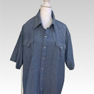 Ely Cattleman Denim Blue Casual Shirt size 3XLT